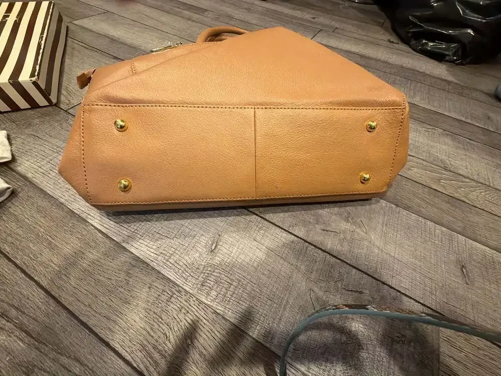 JOY & IMAN Genuine Leather Multi-Pocket Satchel Tote Bag